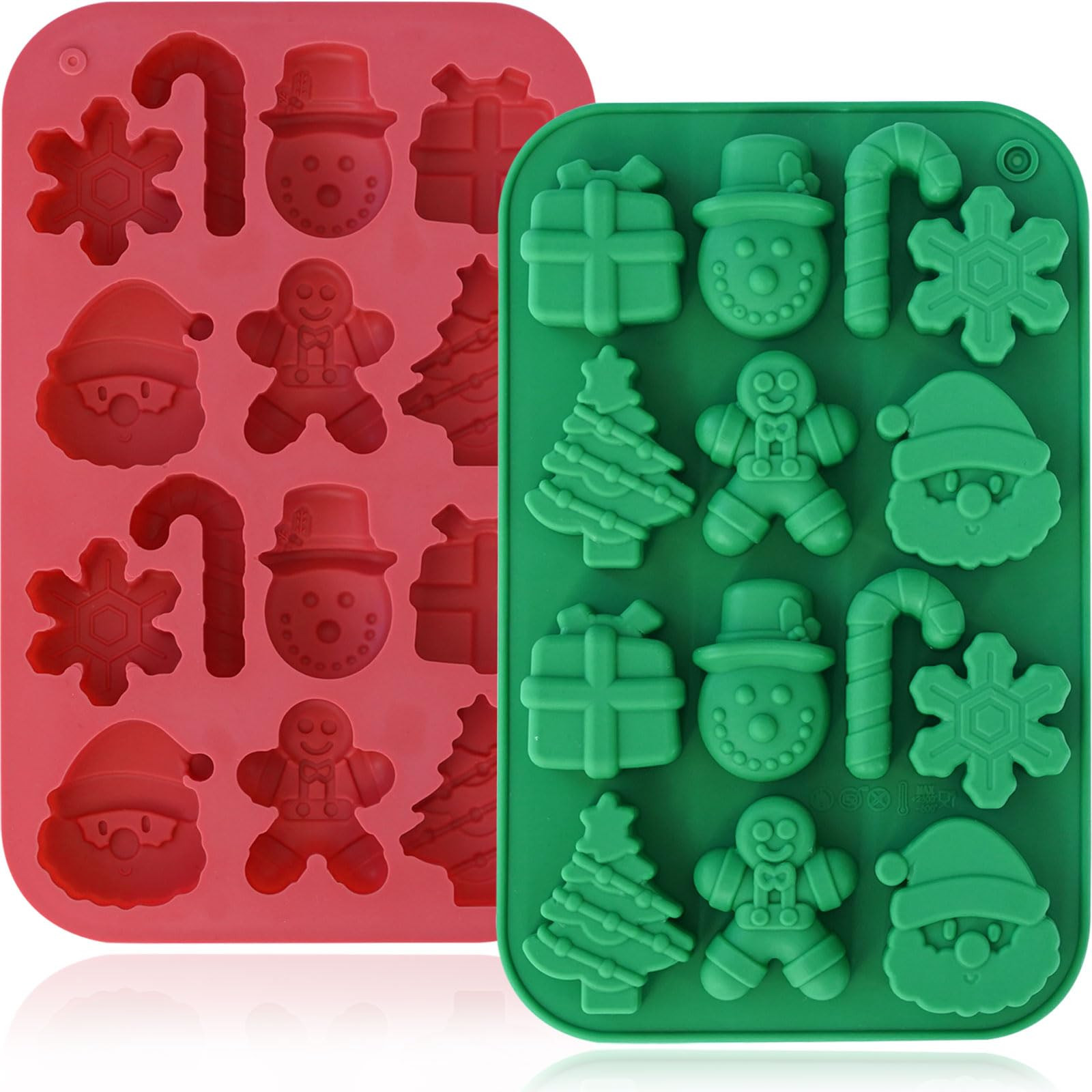 HKNMTT Christmas Silicone Chocolate Molds, 2 PCS Candy Baking Moulds, 3D Snowflake Cane Snowman X... | Amazon (US)