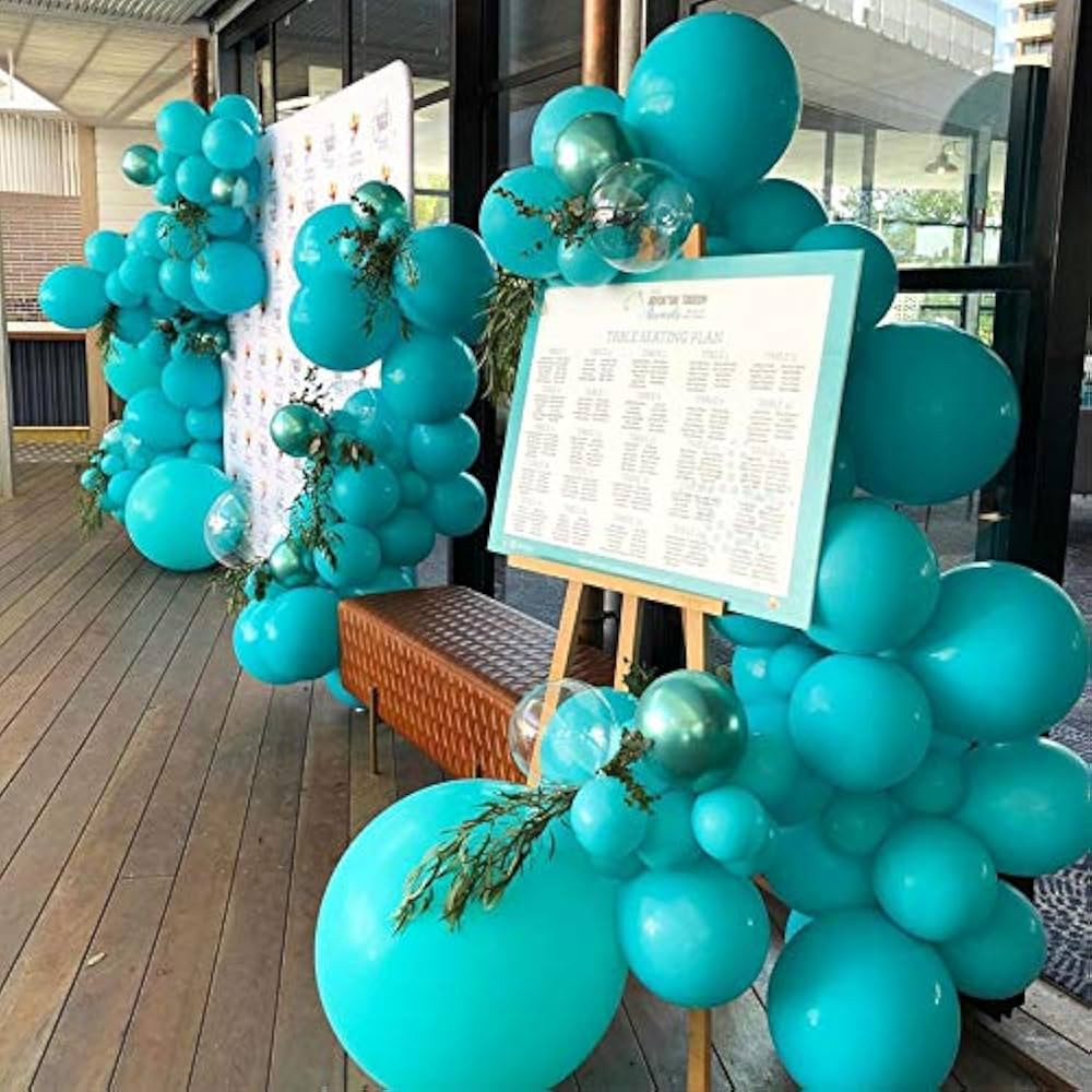 Tiffany Blue Balloon Chrome Green Balloon 134Pcs-Blue Latex Balloon Arch Garland Kit for Baby Shower | Amazon (US)