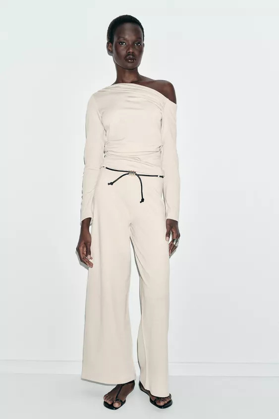 PIQUE BELTED PANTS | Zara US