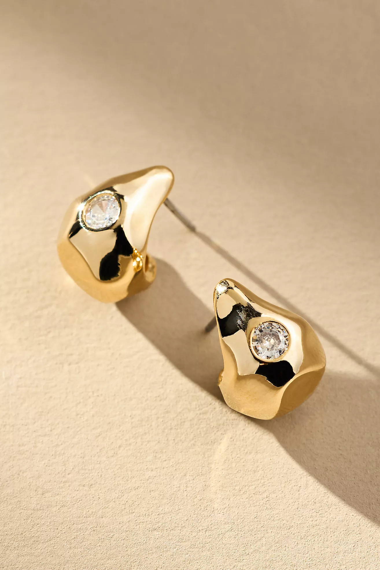 Crystal-Inset Molten Post Earrings | Anthropologie (US)