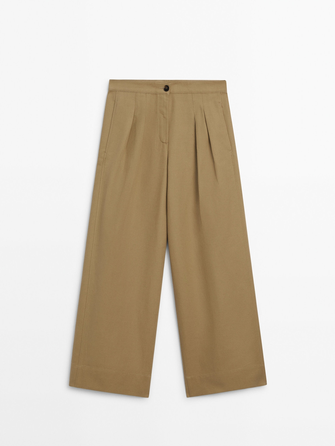 High-waist wide-leg trousers with double dart detail | Massimo Dutti US