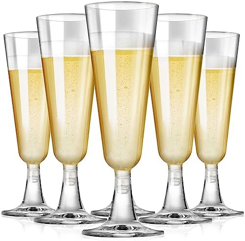 SUREHOME Plastic Champagne Flutes Plastic Champagne Glasses Disposable Mimosa Glasses Bulk 100 Pa... | Amazon (US)