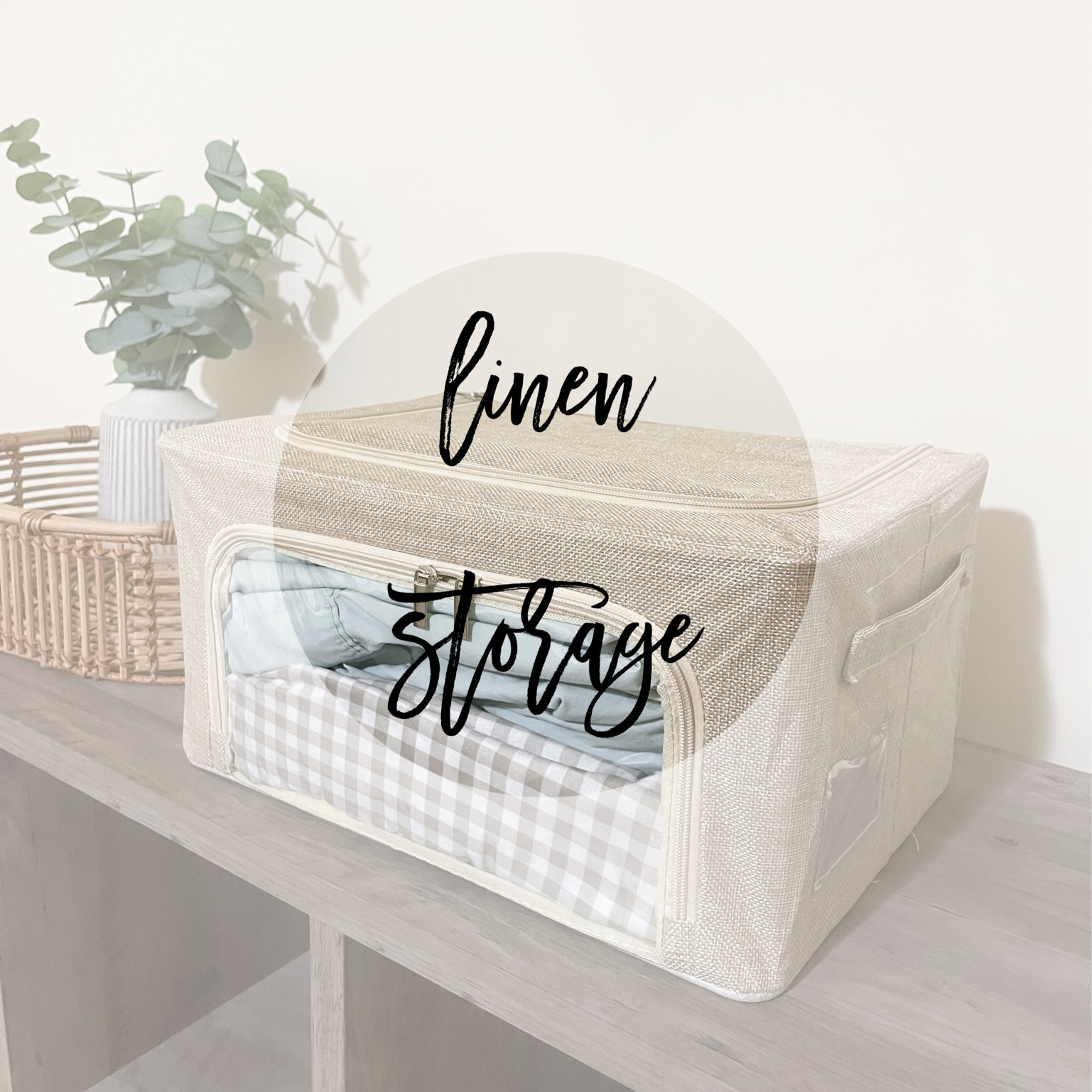 These bins easily hold 2 sets of sheets and come in a 2 pack. We have these in our guest room, but plan to order more for our linen closets. 