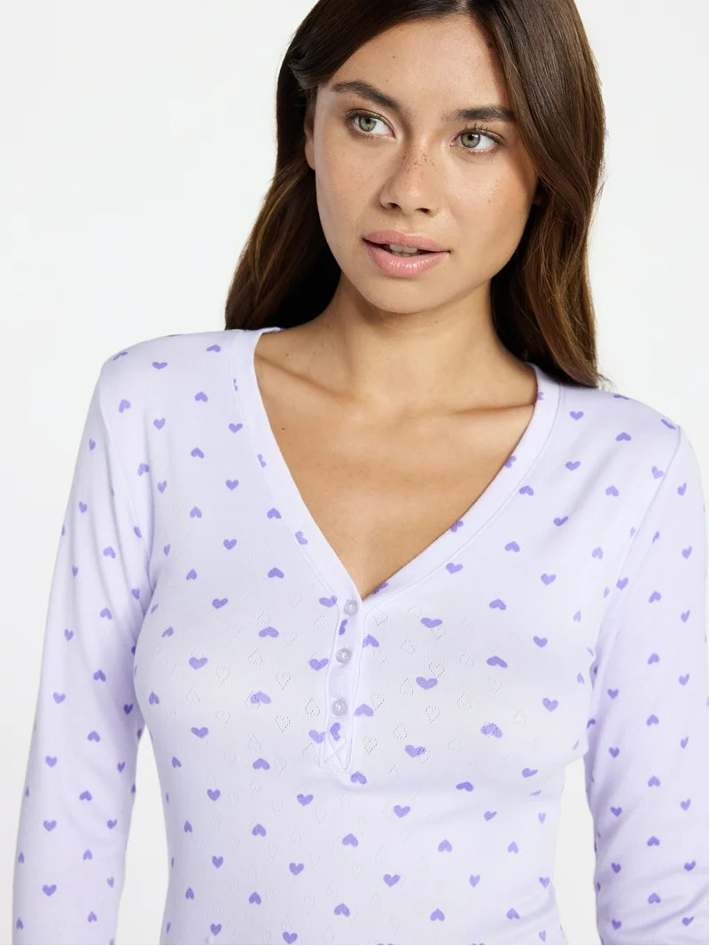 No Boundaries Giftable Henley Sleep Top and Shorts with Socks Set, 3-Piece, Women's XXS-3X | Walmart (US)