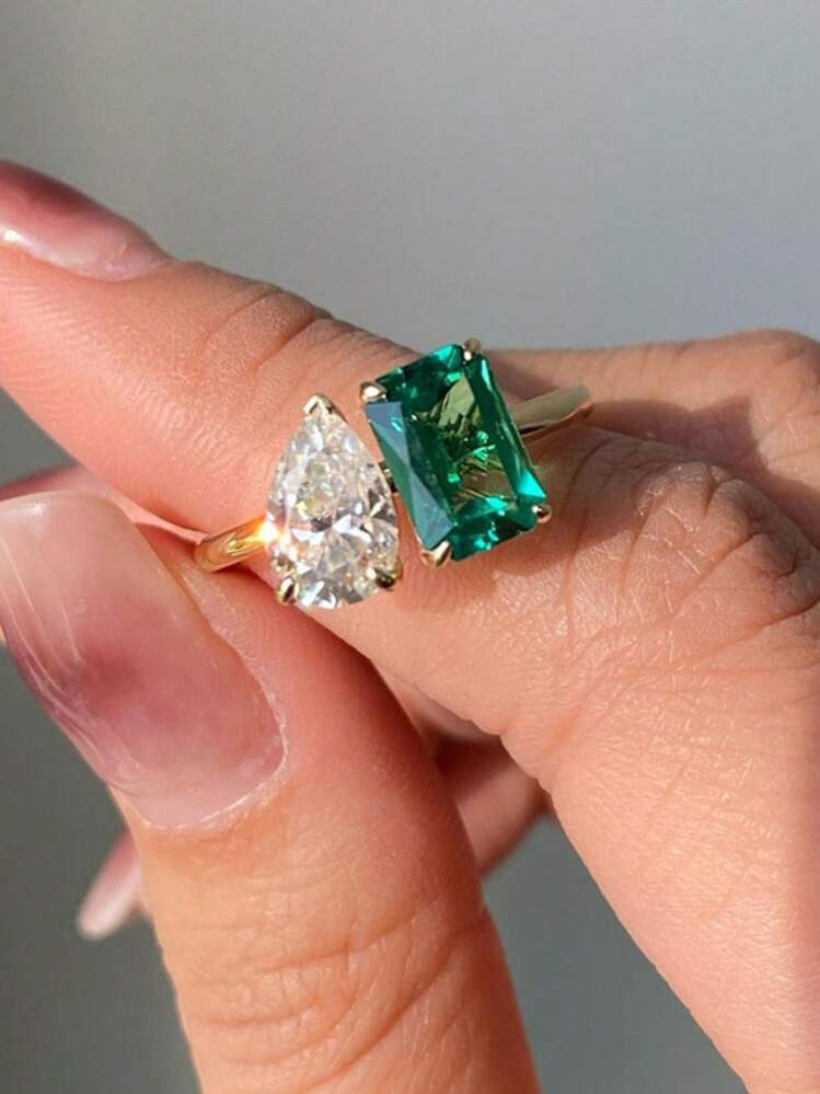 1pc Elegant Promise Ring With Shiny Cubic Zirconia Inlaid, Perfect For Engagement, Wedding, Anniversary, Birthday Gift For Girlfriend Or Bride, Party Accessory
 | SHEIN