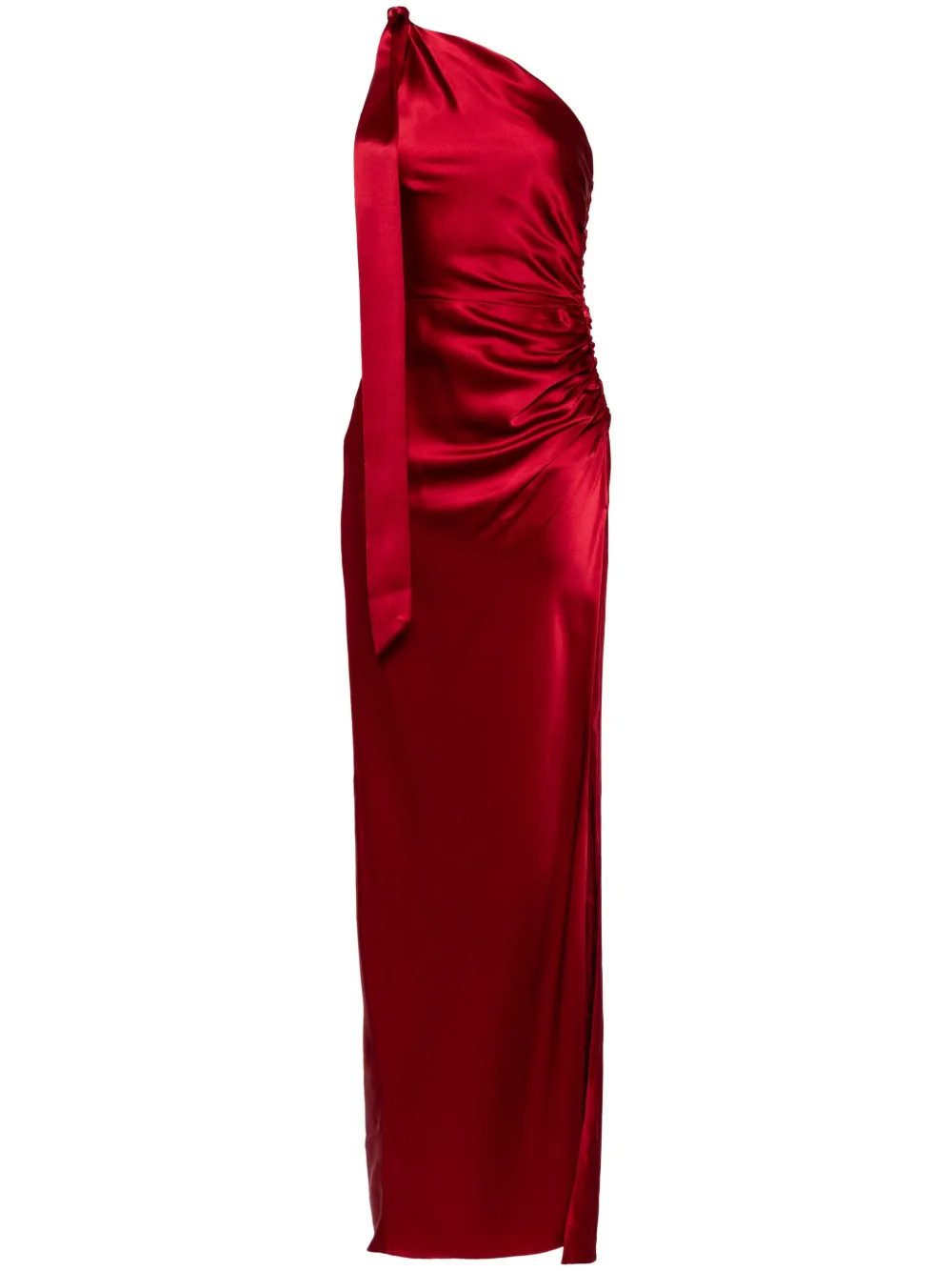 Michelle Mason asymmetric silk maxi gown - Red | Farfetch Global