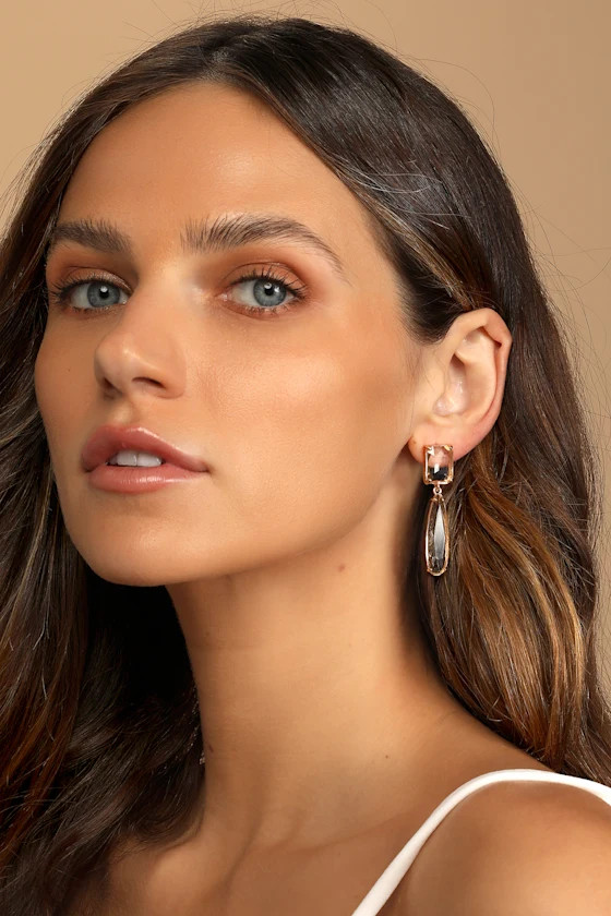 Clearly Glamorous Gold and Clear Drop Earrings | Lulus (US)
