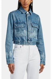 Jordache Palm-Print Crop Trucker Jacket | Barneys New York | Barneys New York (Global)