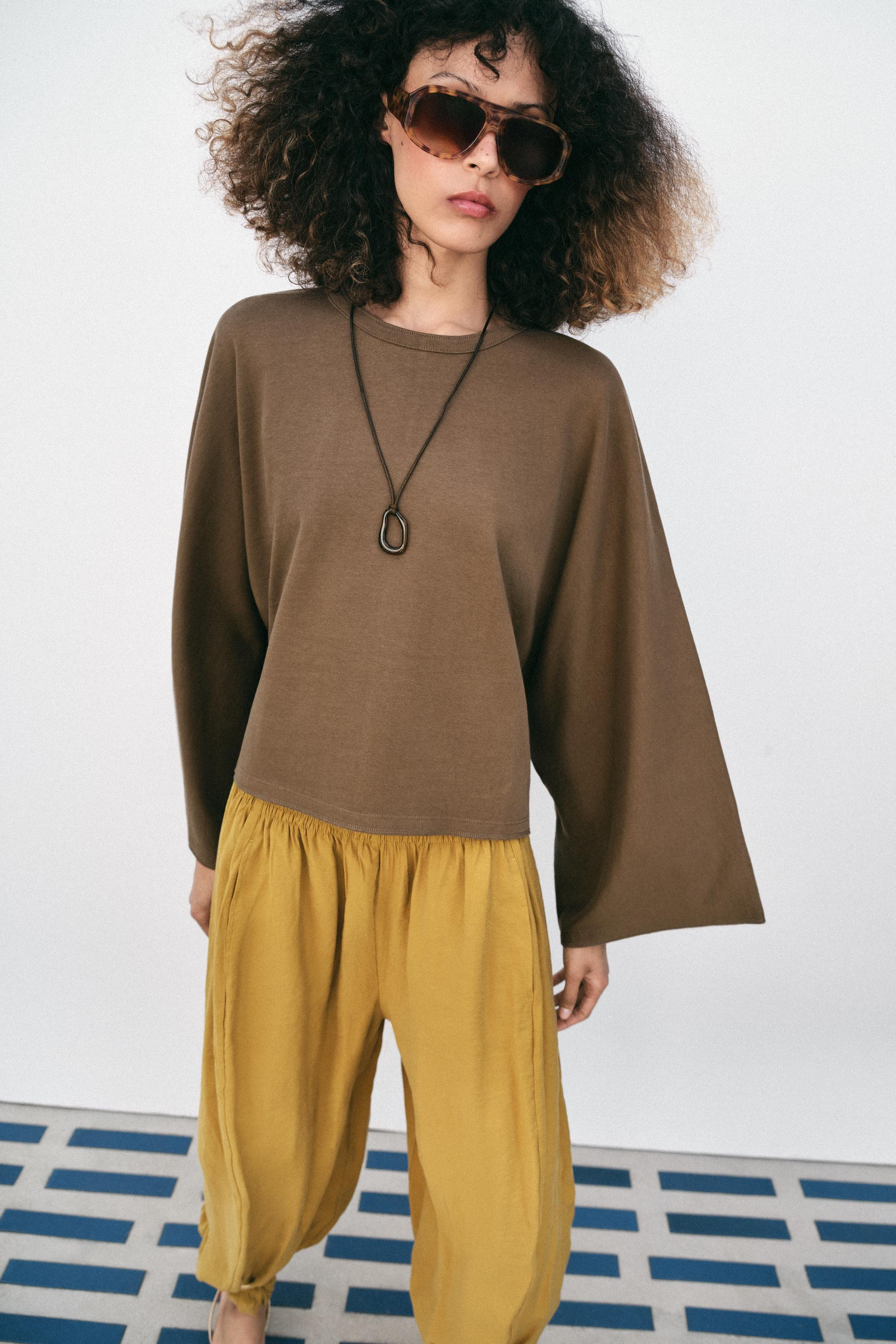 COTTON WIDE-SLEEVE T-SHIRT | Zara US