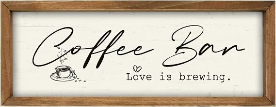 Wartter 16.2x6.4 inches Wood Framed Coffee Bar Sign -Love is Brewing Wall Art Decor | Amazon (US)