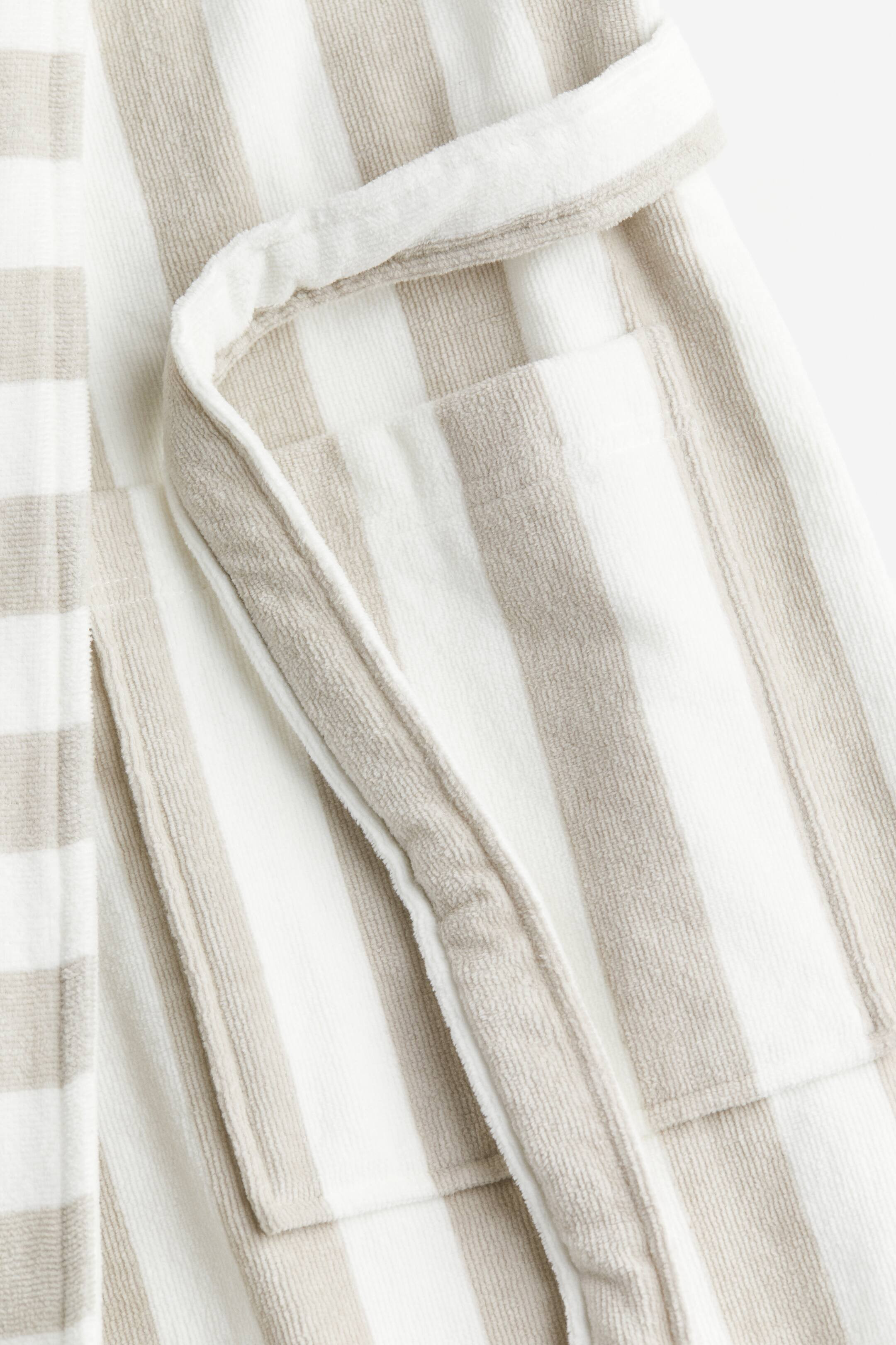Striped cotton terry dressing gown - Light dusty green/Striped - Home All | H&M GB | H&M (UK, MY, IN, SG, PH, TW, HK)