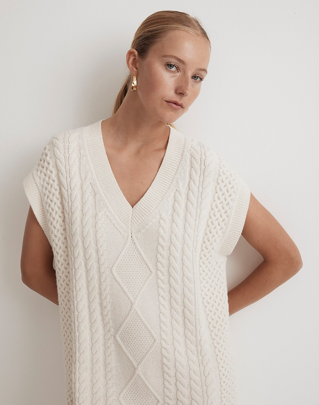 Cable-Knit Oversized Mini Sweater Dress | Madewell