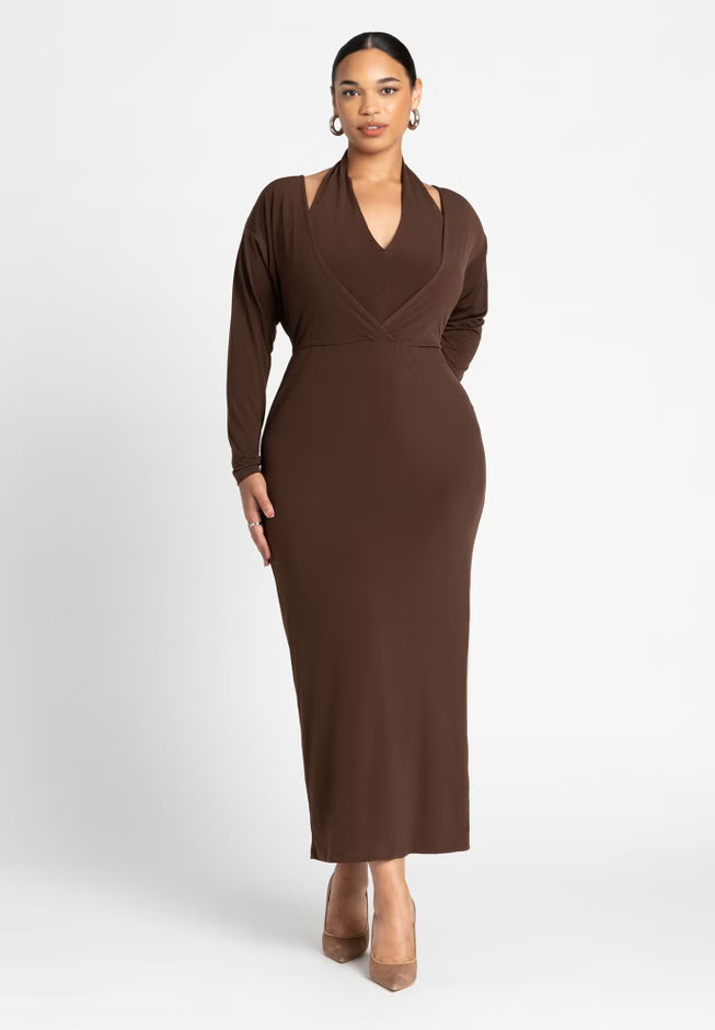Maxi Dress With Halter Layer | Eloquii