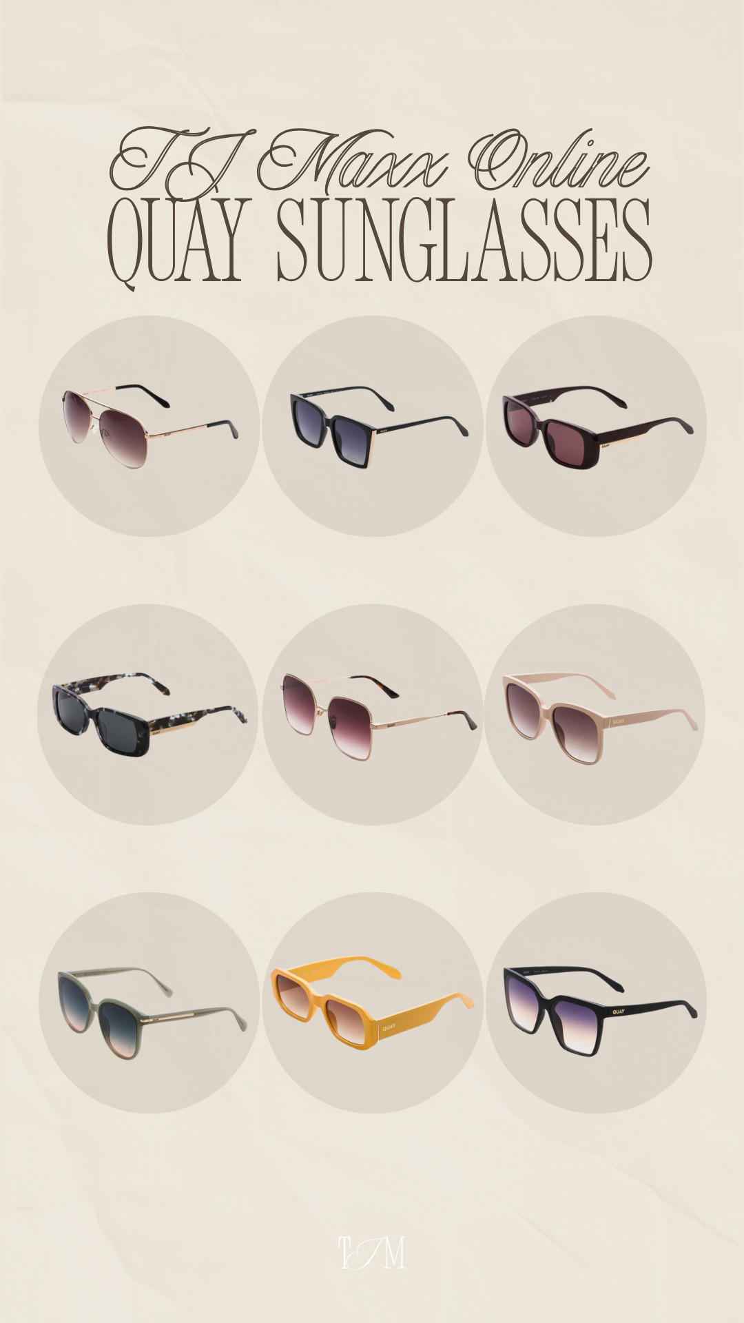 TJ Maxx online has so many good Quay sunglasses right now! So many chic shapes from oversized to classic everyday pairs!!
spring outfits 2026, country concert outfits, spring dresses, date night outfits, vacation outfits beach, business casual workwear, work outfits, plus size fashion, travel outfits, summer outfits, sunglasses trends, summer accessories, chic style 

 #LTKootd #LTKSeasonal