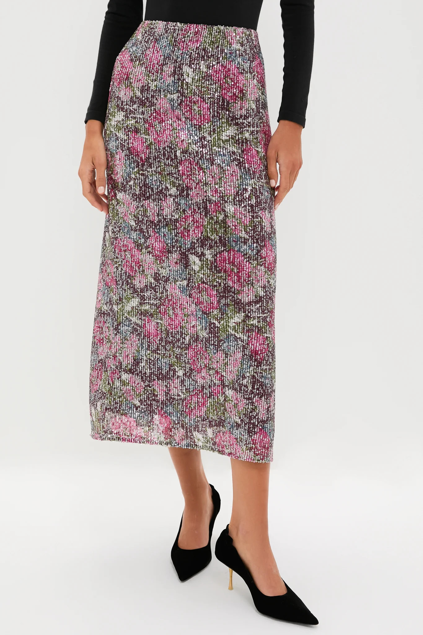 Floral Sequin McKey Midi Skirt | Tuckernuck (US)