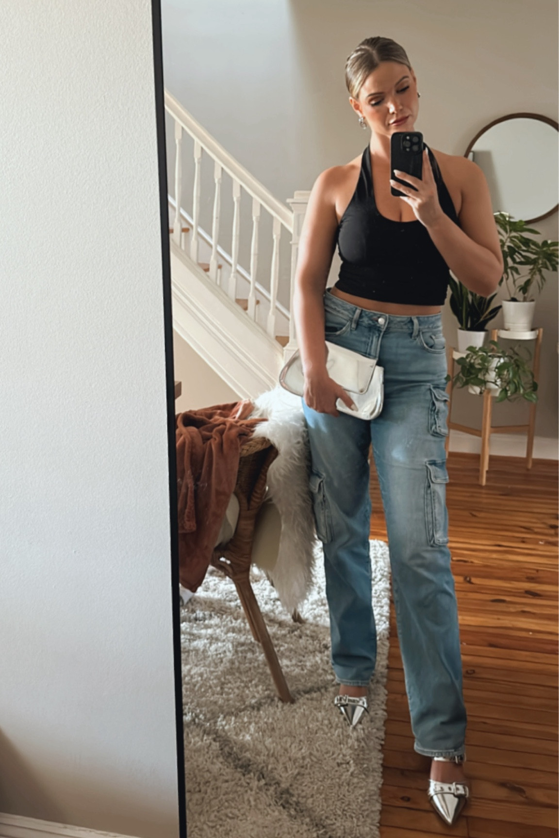 casual dinner outfit with silver accents 🩶

Top: a black halter top is a great summer staple. Size S

Jeans: Express (size 4) high waisted medium wash relaxed straight cargo

Shoes: US 8

#LTKShoeCrush #LTKStyleTip #LTKItBag