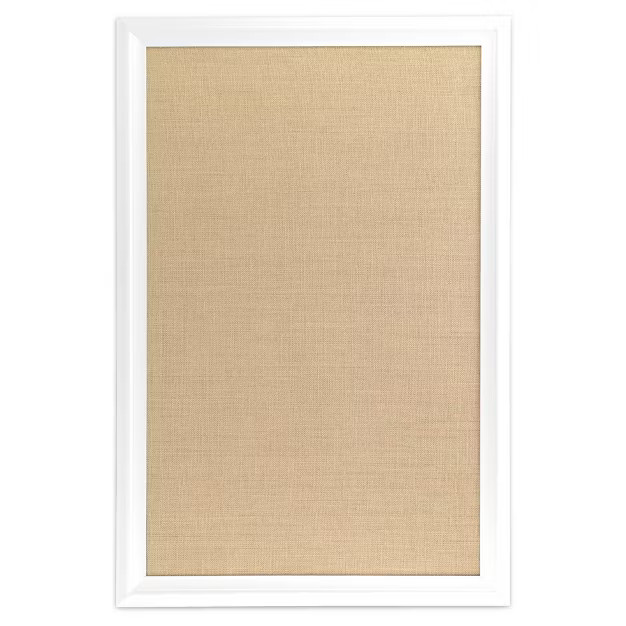 U Brands 20"x 30" Burlap Bulletin Board White Wood Frame | Target