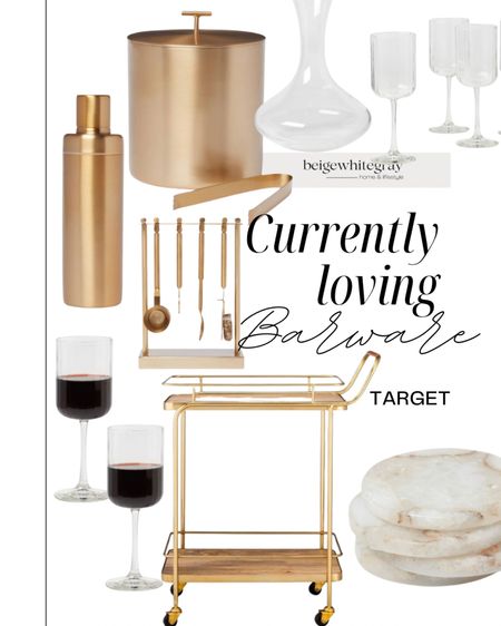 Currently loving this barware from target!! Check out this cute bar cart! It’s so affordable too! Loving the gold bar accessories too with the stone coasters!! 

#LTKfindsunder100 #LTKhome #LTKHoliday