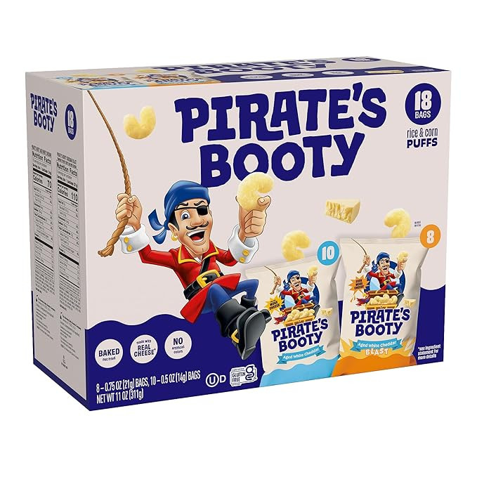 Pirate's Booty White Cheddar & Cheddar Puffs, Gluten Free Snacks, 18 ct | Amazon (US)