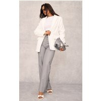 White Single Breasted Boucle Oversized Blazer | PrettyLittleThing US