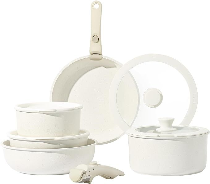 CAROTE 11pcs Pots and Pans Set, Nonstick Cookware Sets Detachable Handle, Induction Kitchen Cookw... | Amazon (US)
