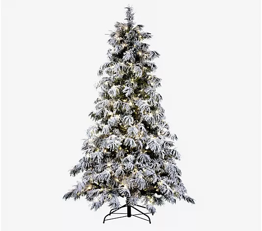 7.5'  Berkshire Snowy Christmas Tree with LED Lights | QVC