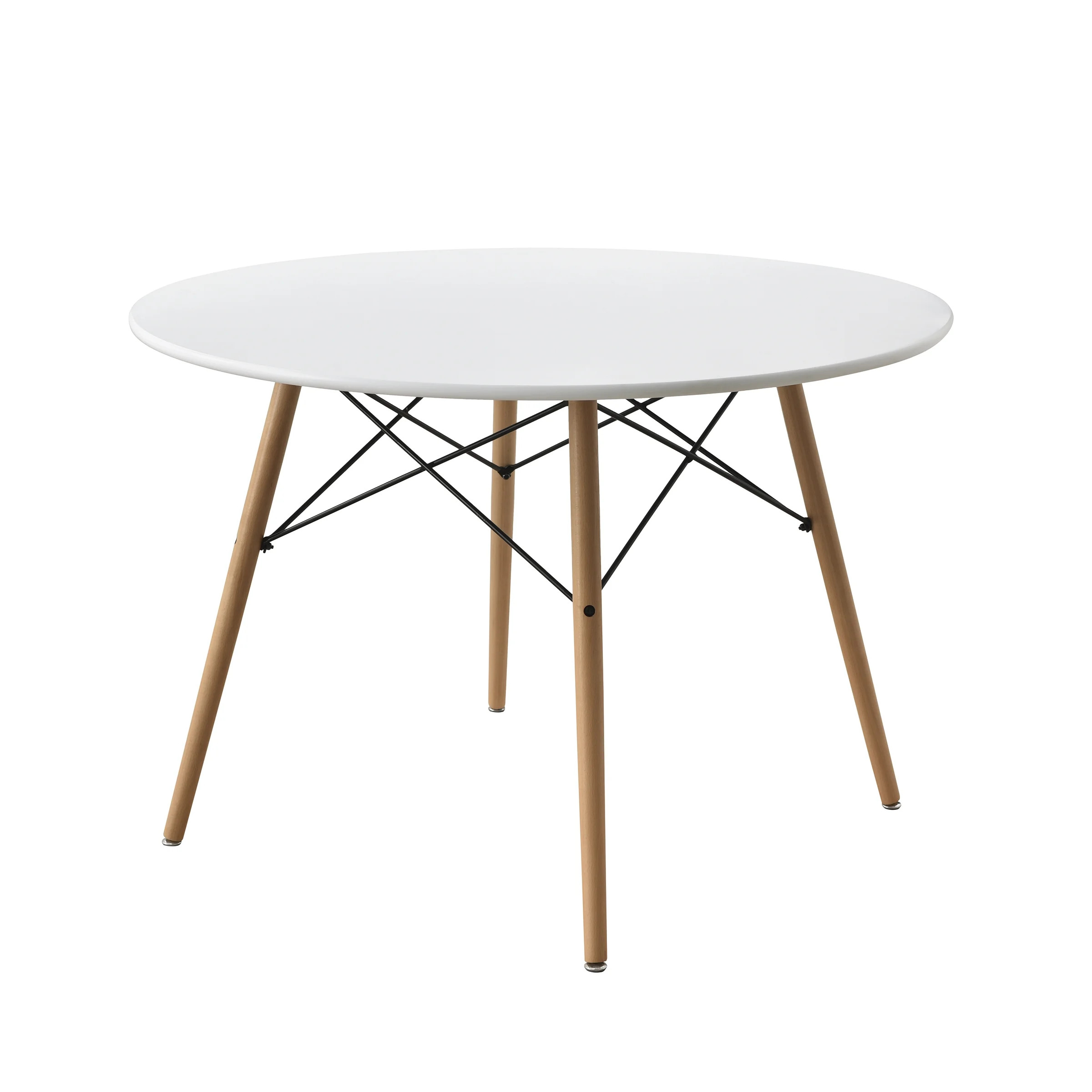 Mainstays 42inch Round Modern Dining Table Mid Century Style, Beech and White Color - Walmart.com | Walmart (US)