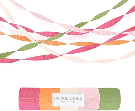 NICROLANDEE 5 Rolls Pastel Crepe Paper Streamers Backdrop Decorations for Easter Decorations, Bir... | Amazon (US)