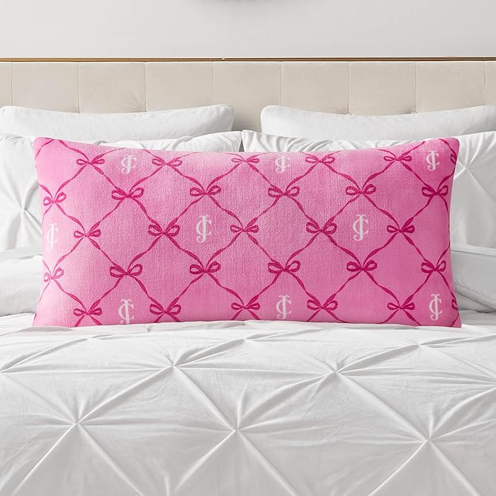 Juicy Couture 18" x 36" Plush Body Pillow, Pink Bow Lattice | Amazon (US)