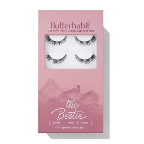 FlutterHabit The Bestie prepTECH Classic 6 Pair Underlash Extensions, 6–14mm Tapered Lash Clusters, Under Lash Eyelashes for At Home Application, Light Volume Cat Eye, Adhesive Required | Amazon (US)