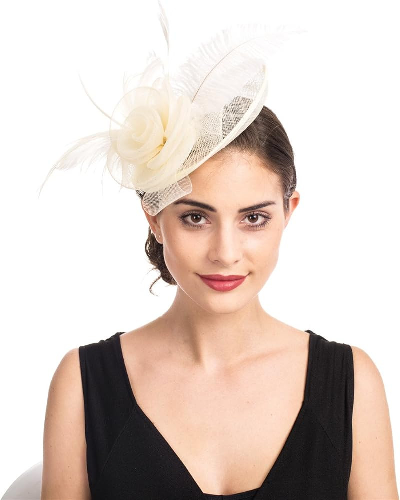SAFERIN Women's Fascinators Feathers Tea Party Hat Veil Headband with Hair Clip for Cocktail Chur... | Amazon (US)
