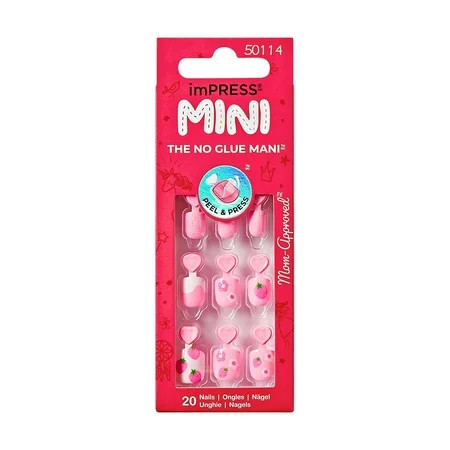 KISS imPRESS Kids Valentine's Day Press on Nails, Amazing, Pink, Kids Squoval, 20 Count | Walmart (US)