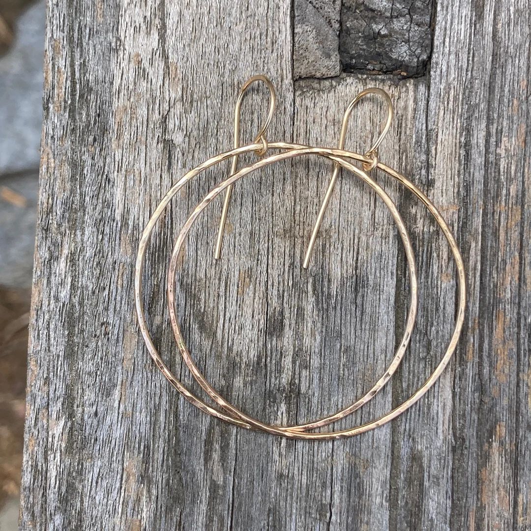 Hammered Gold Filled Hoop Earrings Minimalist Jewelry | Etsy (US)