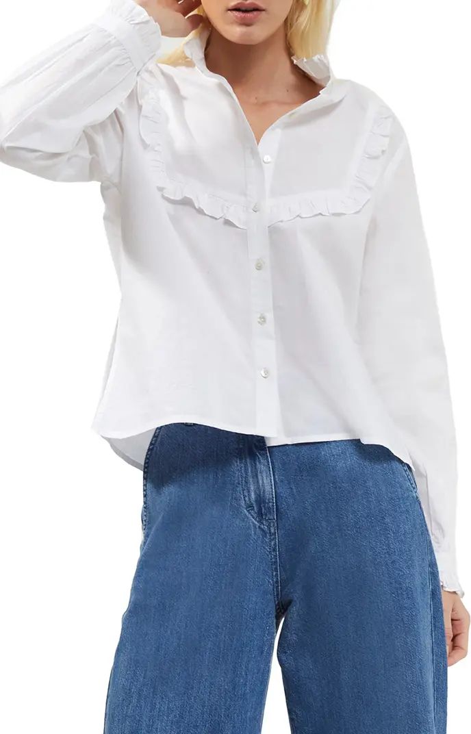 French Connection Zaves Ruffle Organic Cotton Blouse | Nordstrom | Nordstrom