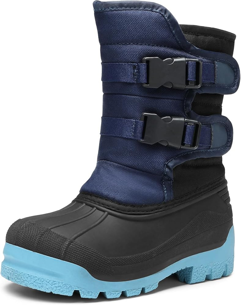 DREAM PAIRS Boys Snow Boots Bright Colored Outsole Hook and Loop Slip Resistant Mid Calf Faux Fur... | Amazon (US)