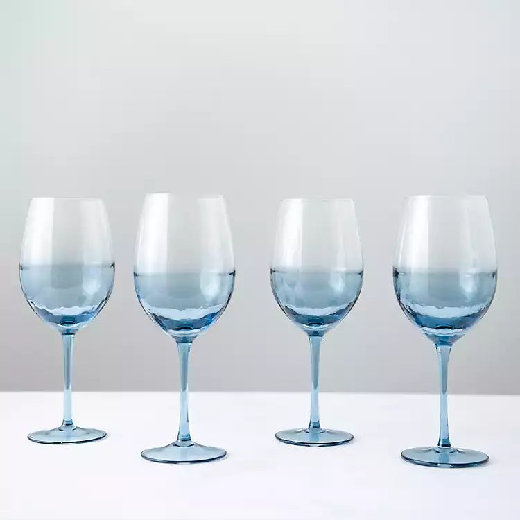 Blue Wave Base Wine Glasses, Set of 4 | Kirkland's Home