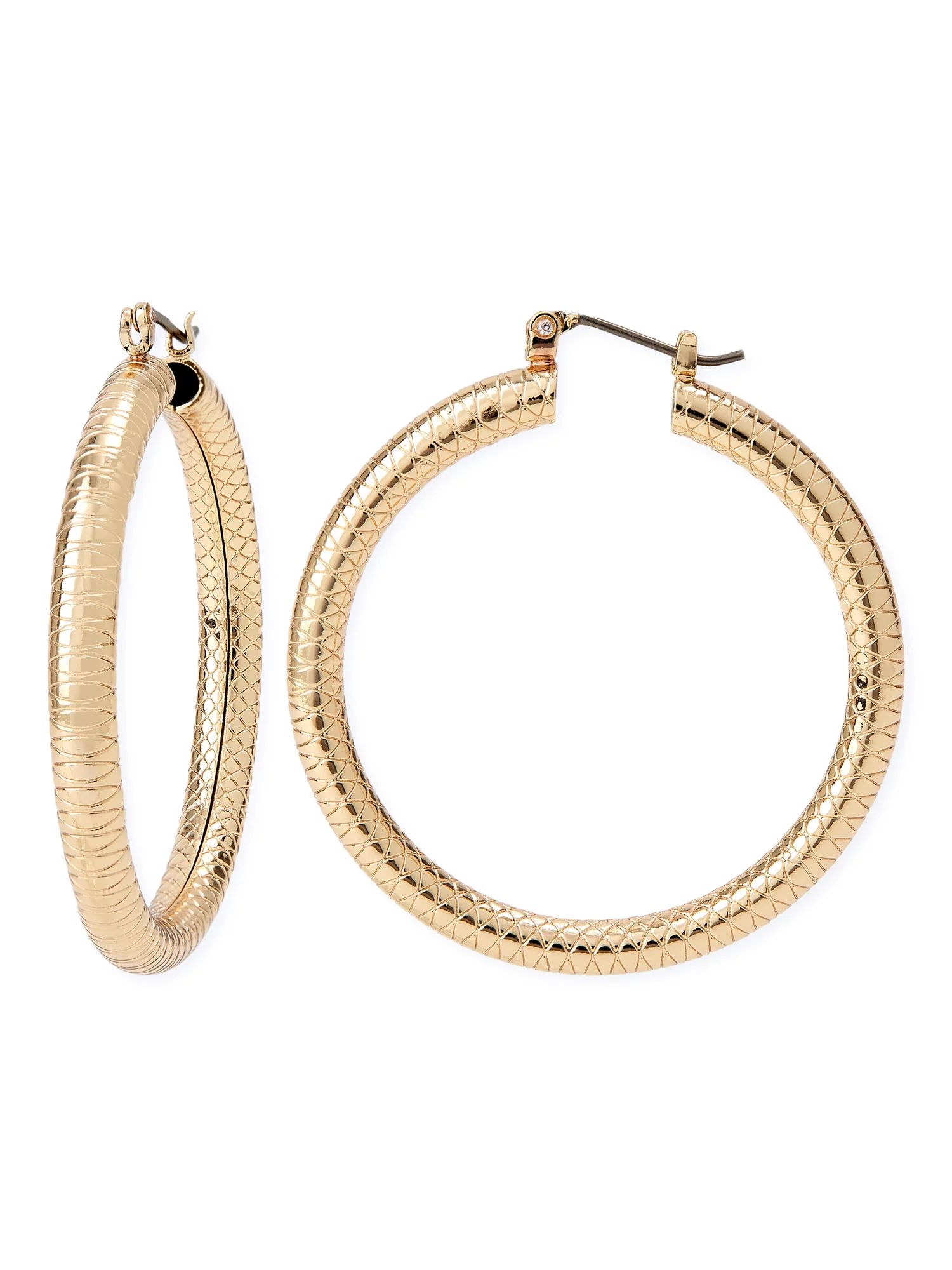 Sofia Jewelry by Sofia Vergara Women's Gold-Tone Textured Hoop Earrings - Walmart.com | Walmart (US)