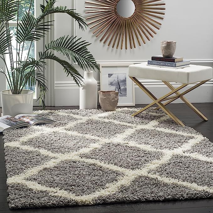 Safavieh Dallas Shag Collection Grey and Ivory Area Rug (8' x 10') | Amazon (US)