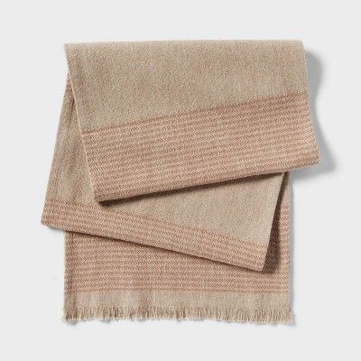 14"x72" Textured Striped Linen Table Runner with Hemming Beige - Threshold™ | Target