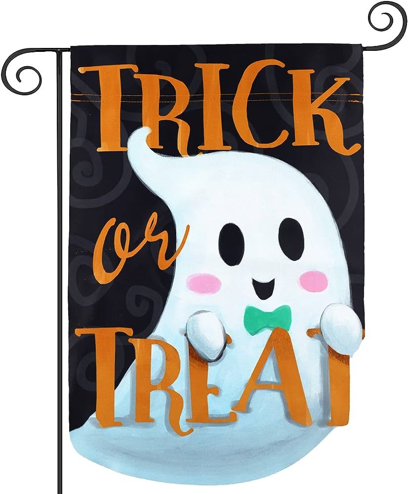 Trick or Treat 3D Halloween Garden Flag, ESTTOP 12.5x18 Inch Vertical Double Sided Applique Spook... | Amazon (US)