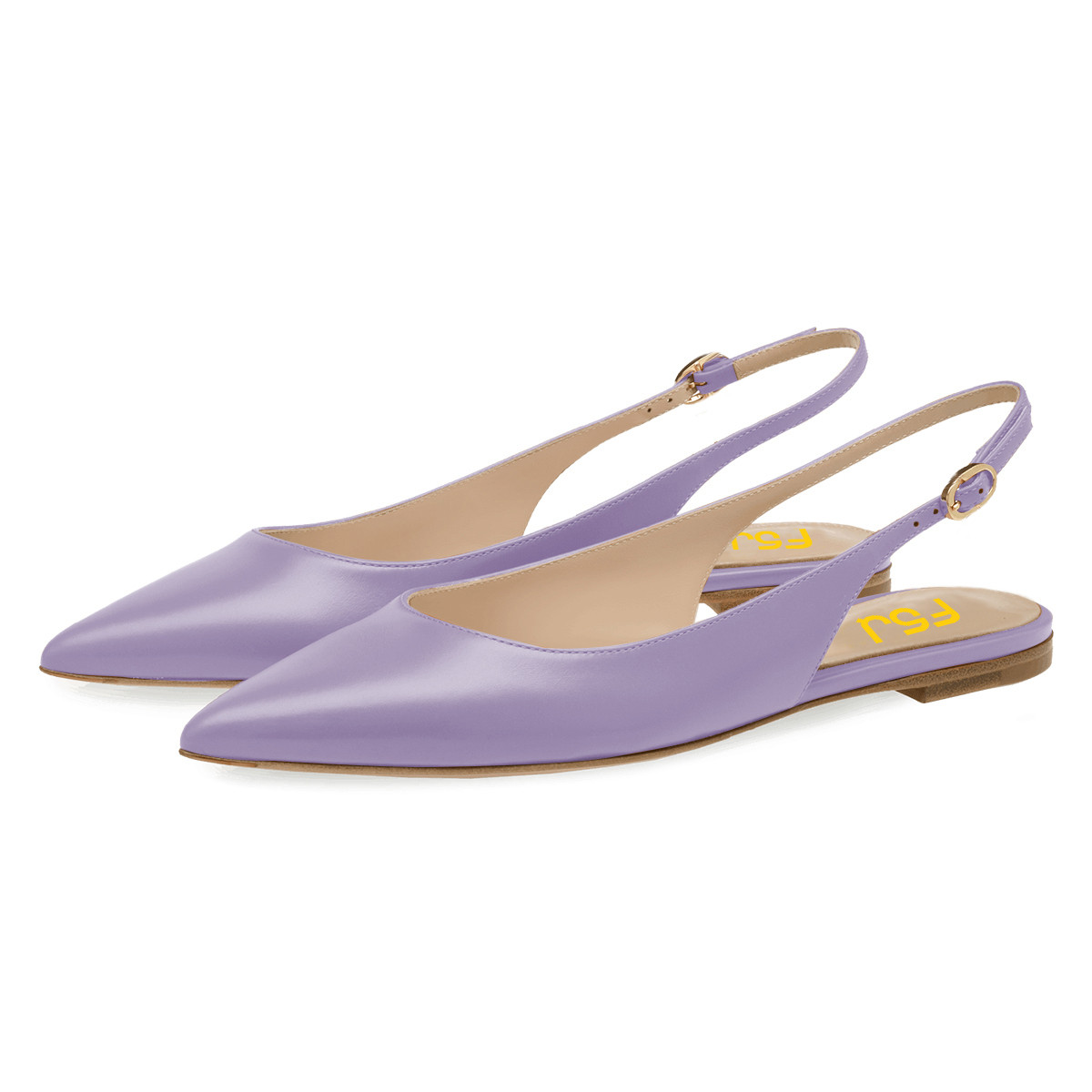Elegant Lavender Closed Pointed Toe Flats Buckled Slingback Shoes | FSJshoes