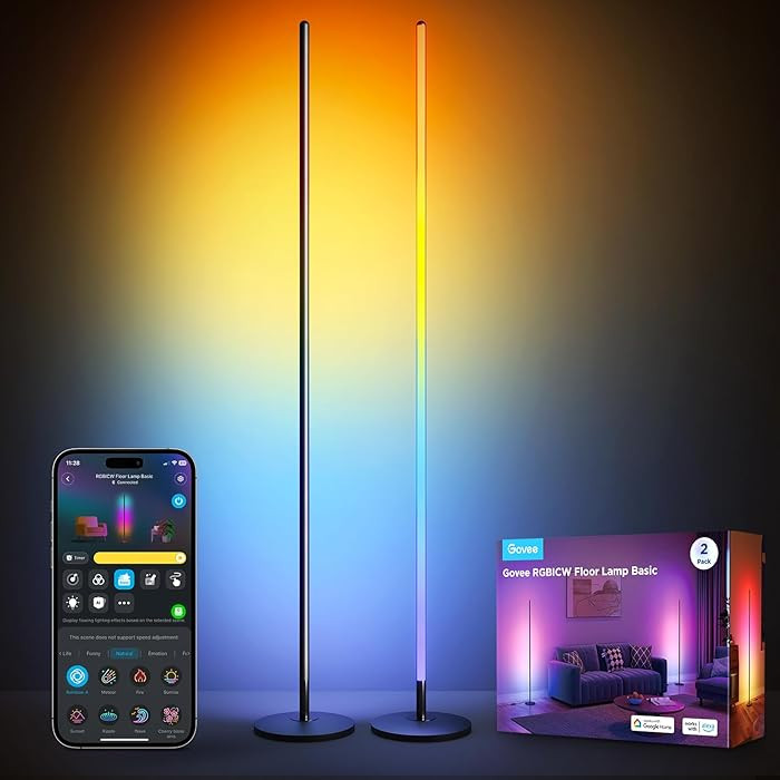 Govee RGBIC Floor Lamp Basic 2-Pack, Compatible with Alexa, LED Smart Standing Lamp with Voice Co... | Amazon (US)