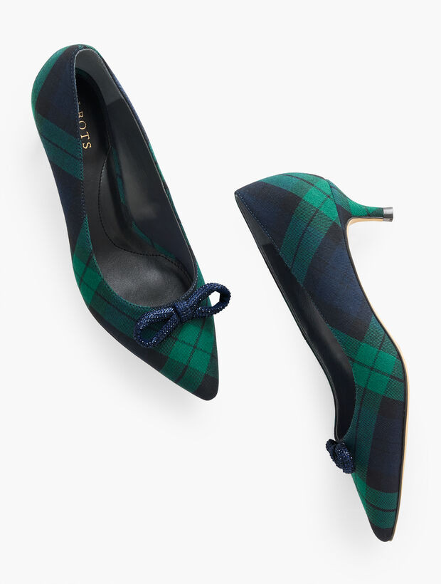 Sylvie Bow Kitten Heel Pumps - Dashing Tartan | Talbots