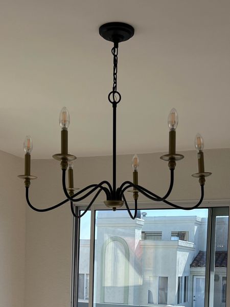New chandelier!! Color: black/brass 
Size 18 x 30 x 30

#LTKhome #LTKstyletip #LTKunder100