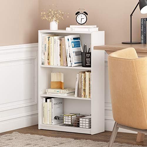 FURINNO JAYA Simple Home 3-Tier Adjustable Shelf Bookcase, White | Amazon (US)