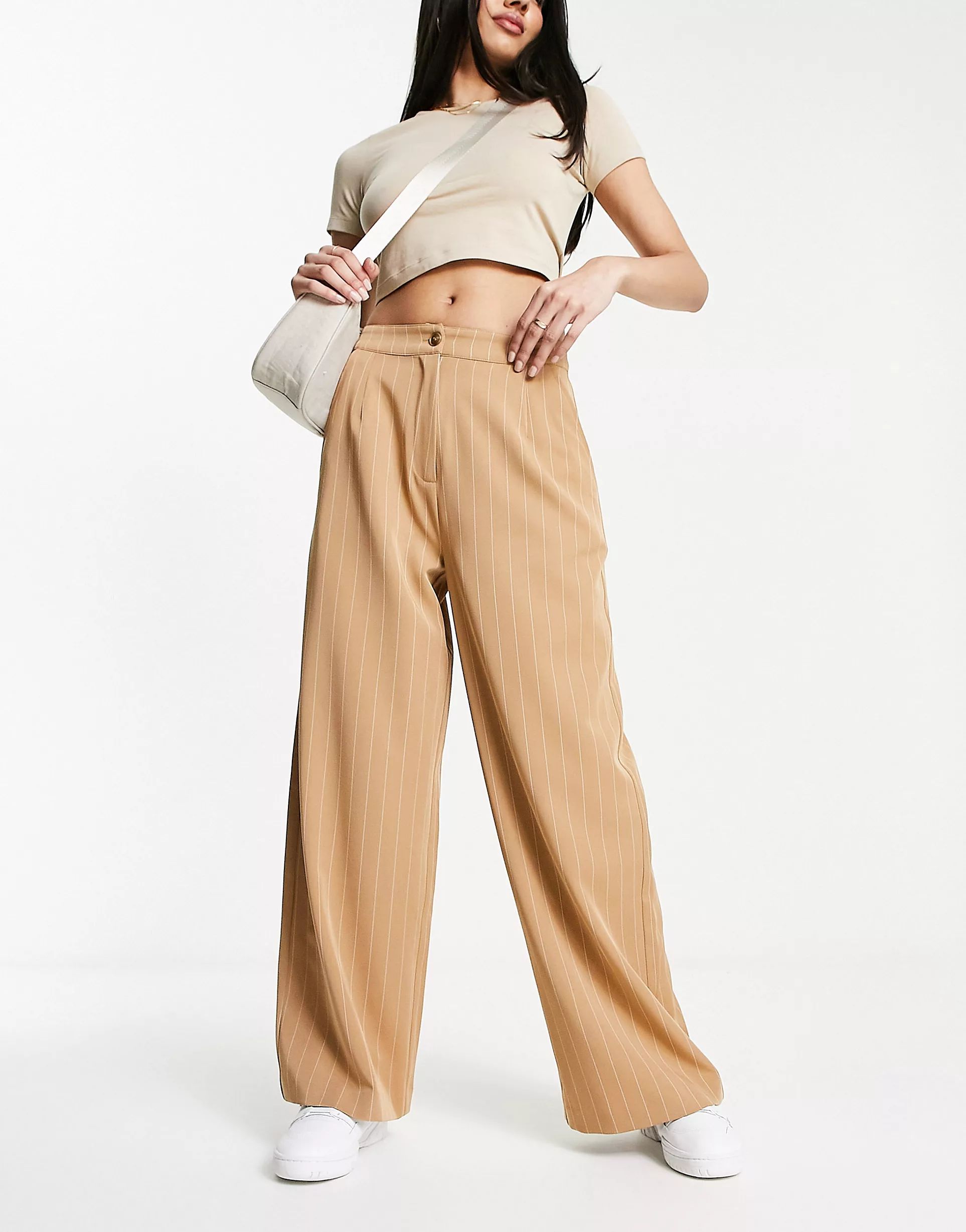 Wednesday's Girl wide leg tailored trousers in pin stripe | ASOS (Global)