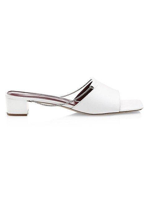 Leah Chain-Trimmed Leather Mules | Saks Fifth Avenue