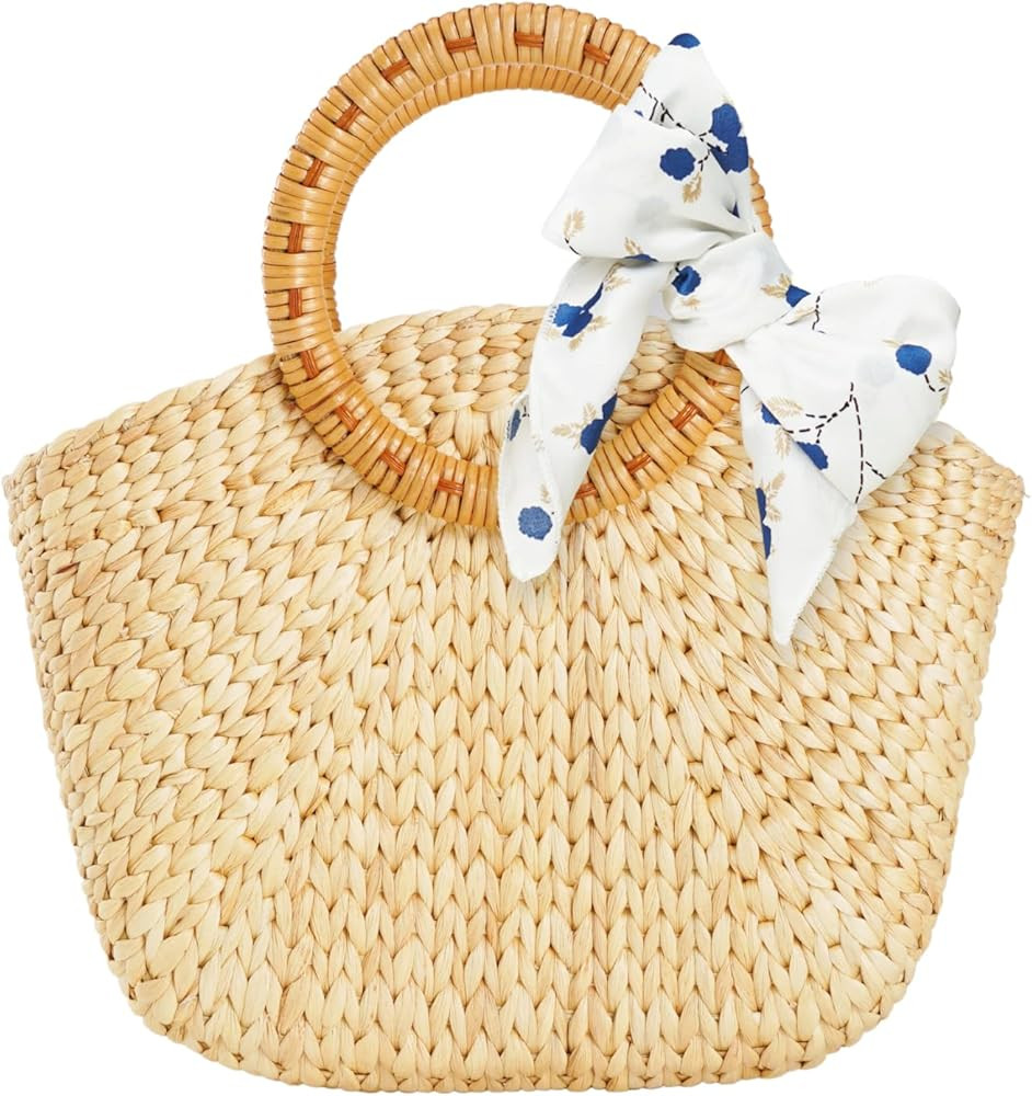 DPH Lepironi Grass Bag Vietnamese Bags Straw Tote Bag Summer Beach Bag Hand Bag Jute Tote Bag Sum... | Amazon (US)