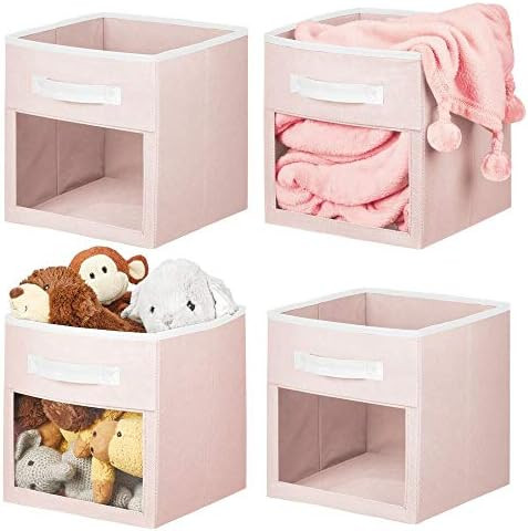 mDesign Soft Fabric Closet Storage Organizer Cube Bin Box with Easy-View Front Window, Handle - f... | Amazon (US)