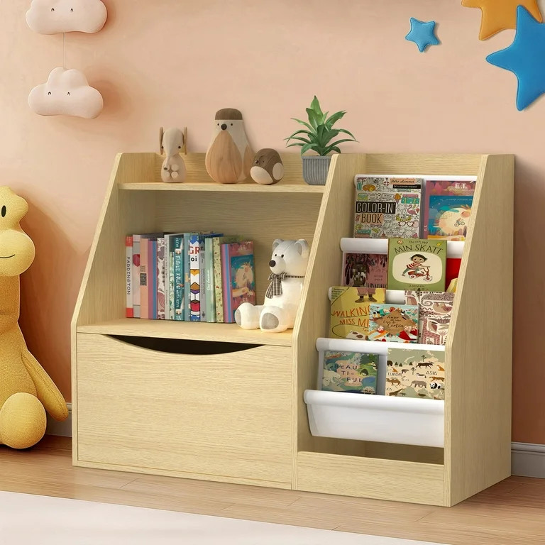 Masiis 3 Tier Kids Bookshelf, Kids Bookcase Children Bookshelves Natural Toy Storage Organizer wi... | Walmart (US)
